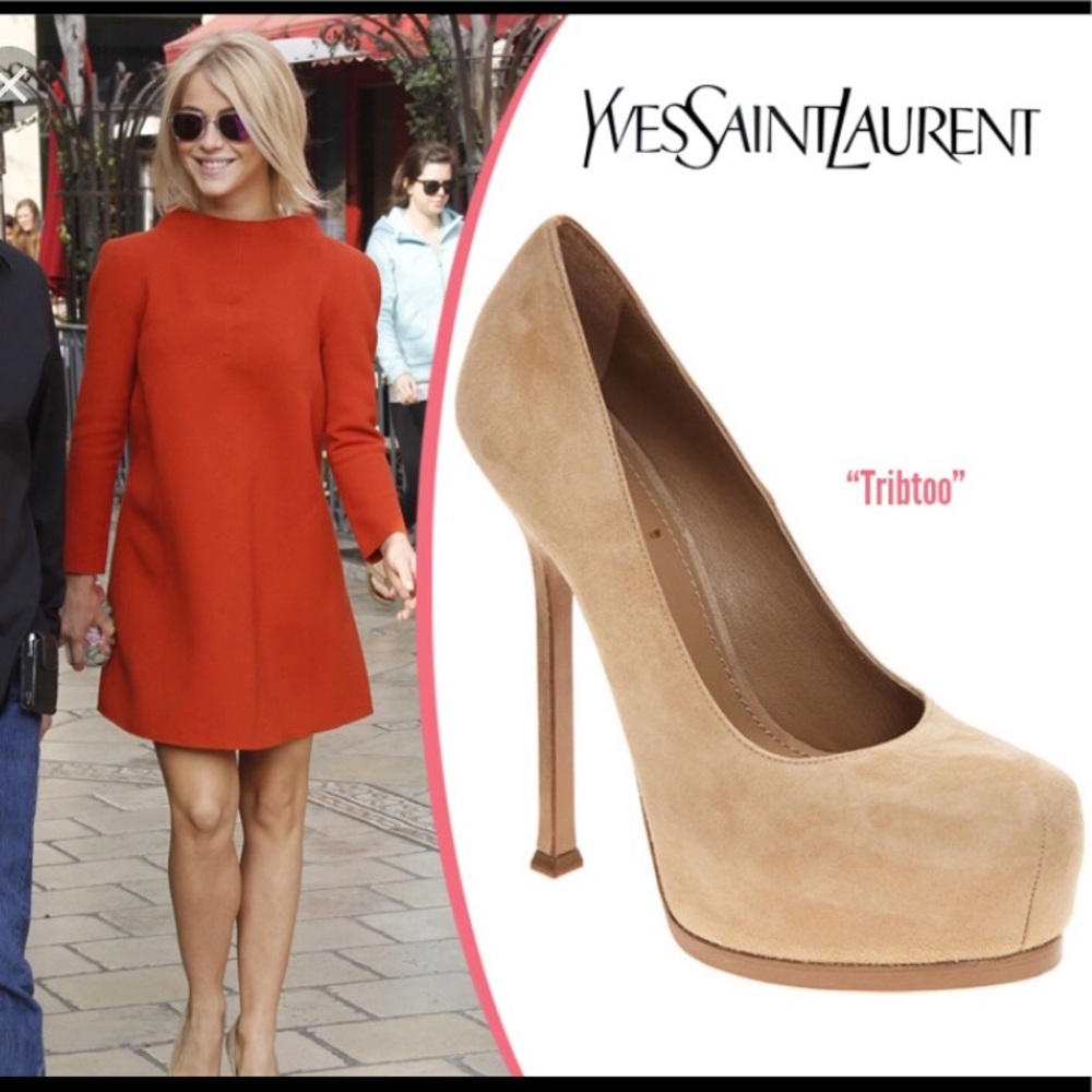 Yves Saint Laurent Tribtoo brown suede heels